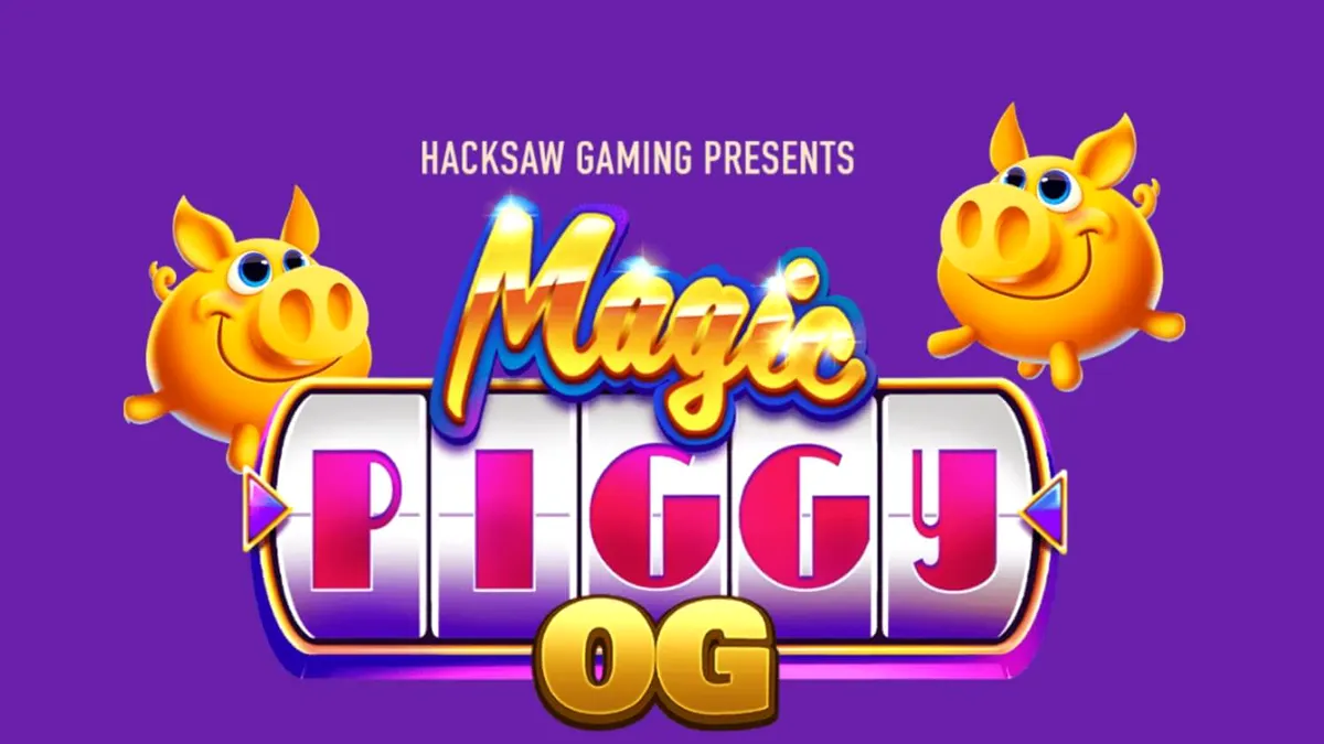 Interface do jogo Magic Piggy OG com tema de show de prêmios e porquinhos dourados