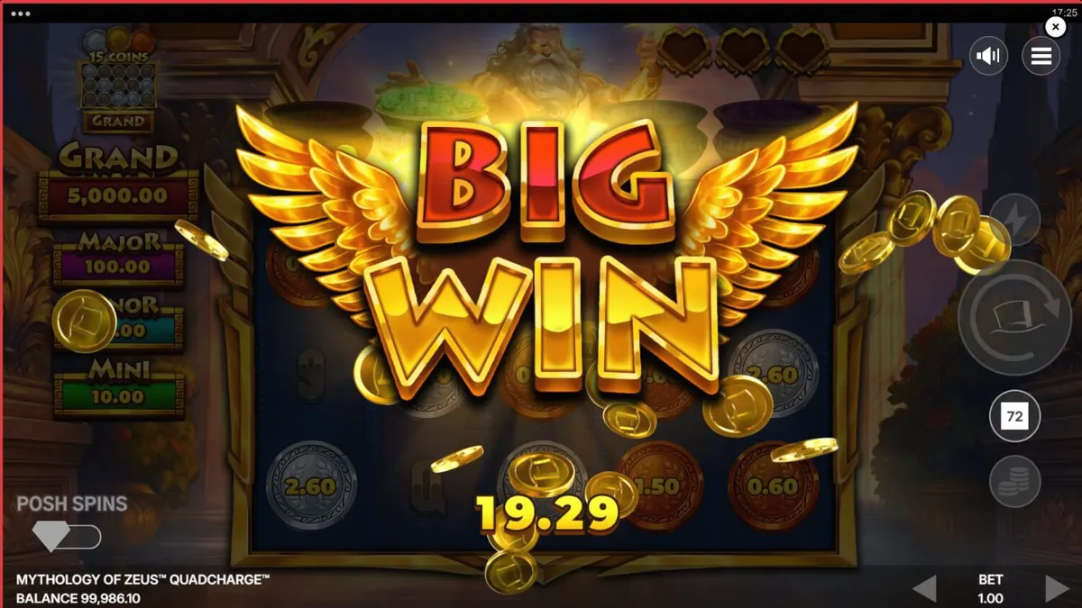 Visual deslumbrante do slot Mythology of Zeus com Zeus e relâmpagos ao fundo